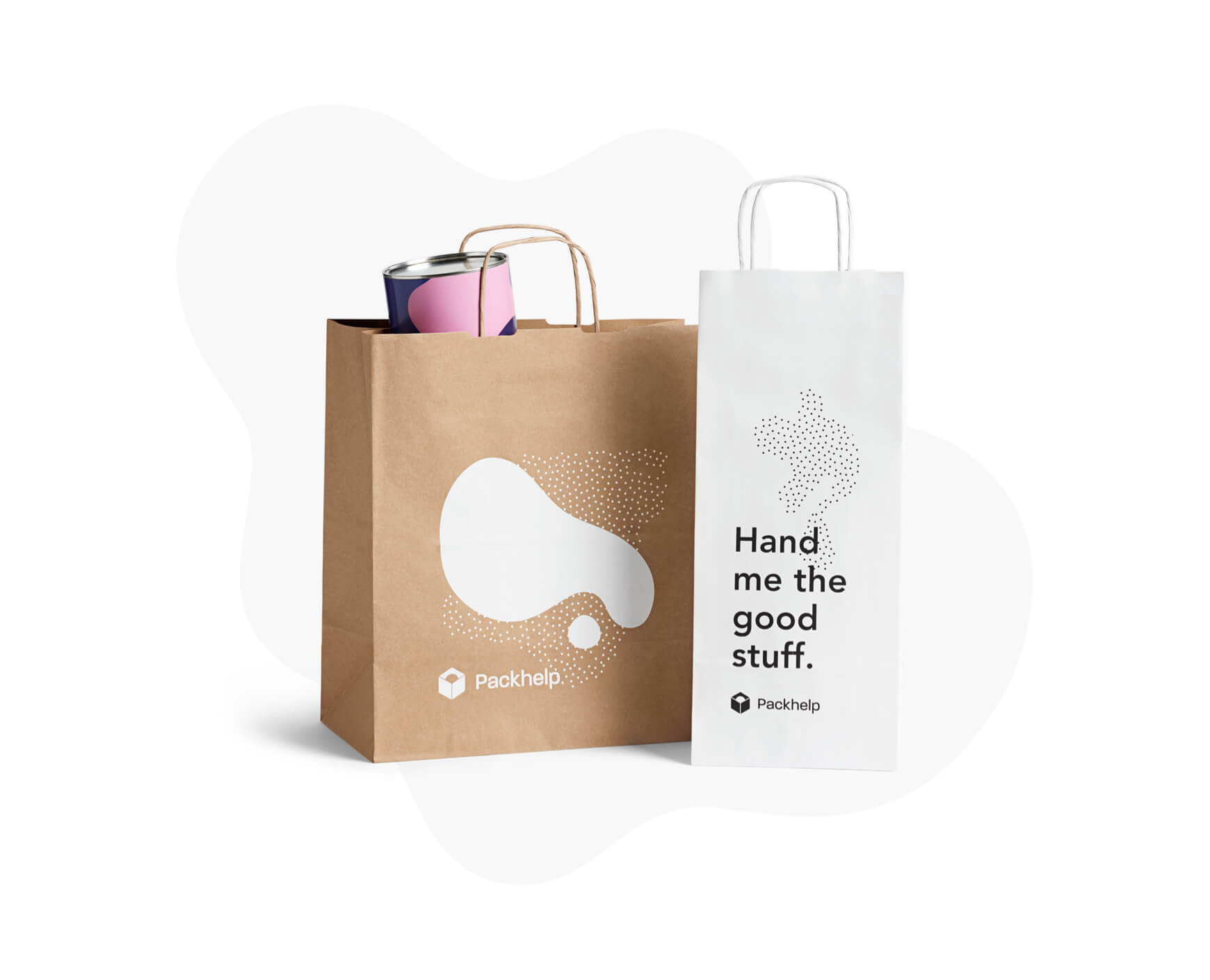 Custom Printed Paper Bags White And Brown For