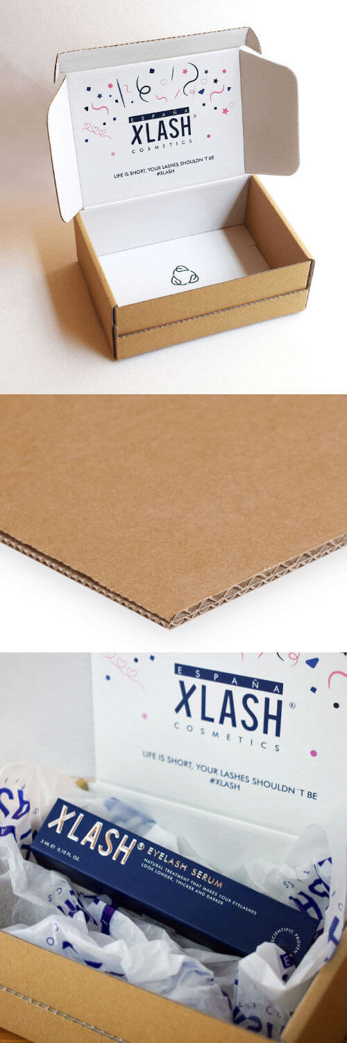 Custom mailer boxes for Xlash España Xlash