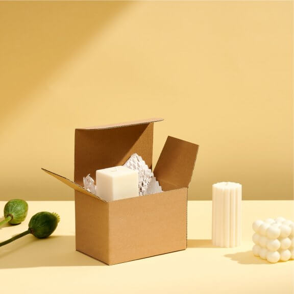 kraft cardboard product box with candles